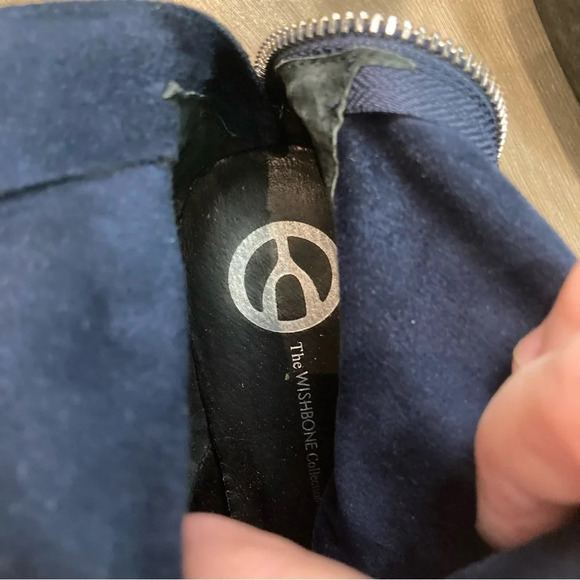 WISHBONE COLLECTION Sz  9 Stacked Heel Textile Zipper Back Pointy Toe Booties - Picture 8 of 10